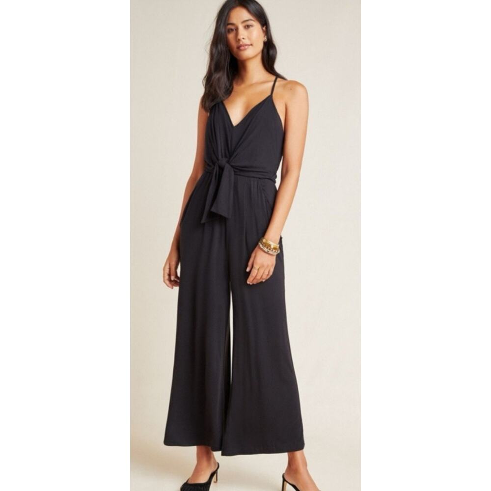 MOULINETTE SOEURS Willa Tie-Waist Jumpsuit In Black Size Large